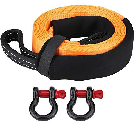 Auto Abschleppseil Fluoreszierendes Streifen Abschleppseil Recovery Tow Strap Kit für Kleinwagen/Kleinwagen/mittelgroßes Auto/Stadt-SUV/Pickup/MPV/LKW(2'' 5T 5m 2+2+1)