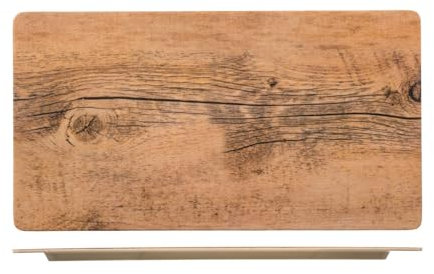 H&H Piatto in Melamina, Effetto Legno, Rettangolare, 17.5x32.5cm