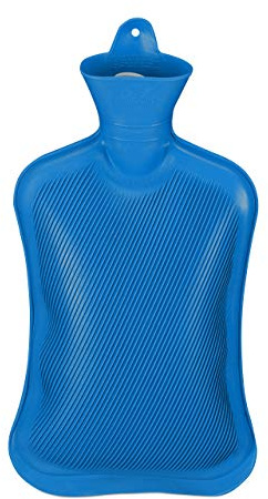 Relaxdays 2 x Wärmflasche ohne Bezug, langlebig, sichere Wärmeflasche, 2 L Bettflasche, geruchsneutraler Naturgummi, blau
