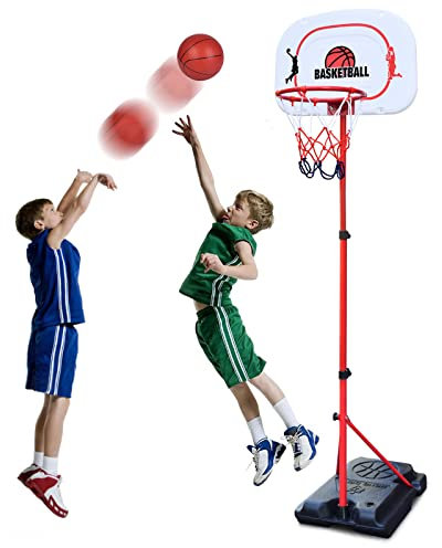 LOYEAH Basketballkorb und -ständer für Kinder, Indoor- und Outdoor-Spiel, höhenverstellbar von 3,6 – 6,7 FT, Hinterhof-Spiele für Kleinkinder, Jungen, Mädchen, Jugendliche und Erwachsene