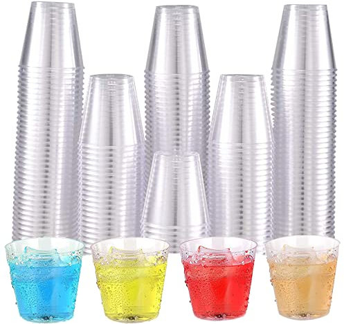 WDZGX Gobelets En Plastique Gobelet Plastique Reutilisable Gobelets RéutilisablesTransparent 3cl pour Pique Nique en Intérieur Ou Extérieur, Camping, Barbecue 100pcs (100)