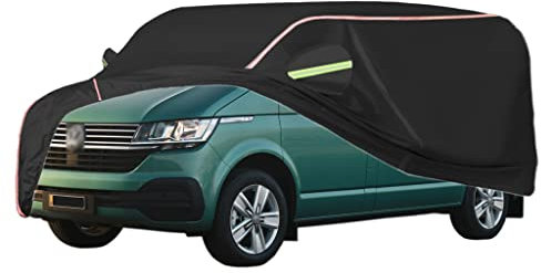 DOVOSA Autoabdeckung Für VW T3,T4,T5,T6 Wohnmobil Abdeckung,Outdoor-Autoabdeckung, Regen- Und Winddicht, Mit Seitlichen Türreißverschlüssen. (Size : T4), Schwarz