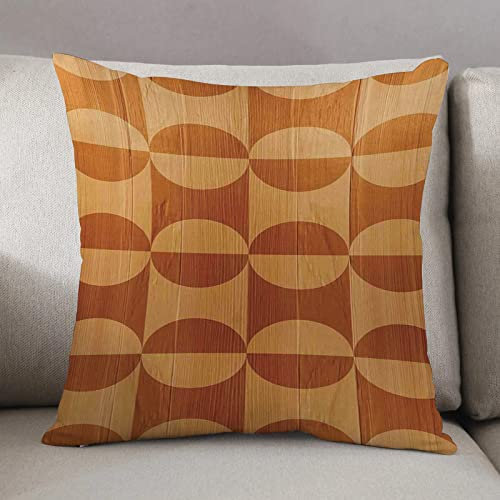Kissenbezug 50 x 50 cm,Rustikales, abstraktes Eichenplankenmuster mit gekachelten Linien und ovale,Dekor Kissenhülle Kissenbezüge mit Verstecktem Reißverschluss, Couchkissen,Sofakissen Kopfkissenbezug