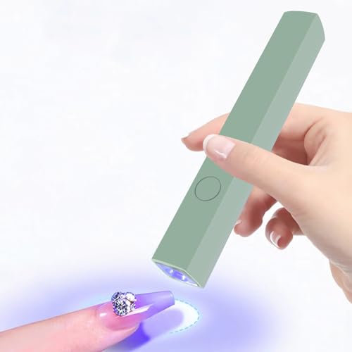 CGBE Mini UV Lampe für Nägel, Klein Nagellampe Nageltrockner für Gel Nagellack, Tragbarer 3W UV Led Lampe für Gelnägel, 20s/60s Timing-Modi, USB-Aufladung, Geeignet für Anfänger Heimwerker Salon, Grün