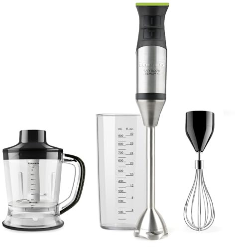 Taurus. - Batidora de mano | 20 velocidades | función turbo | 1500W de potencia | Cuchillas de acero inoxidable de 4 filos | Set completo de accesorios | vaso medidor 1 L | Diseño ergonómico