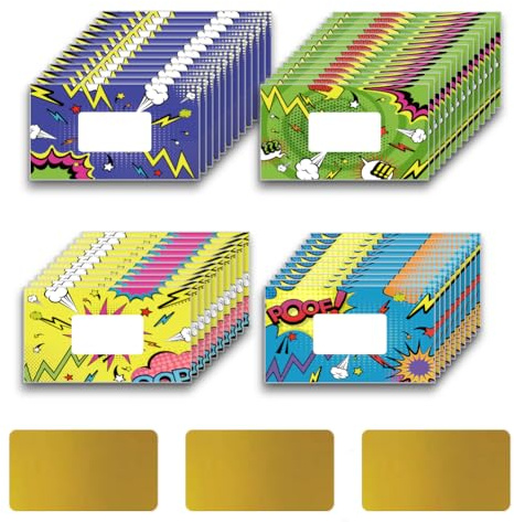 PLIGREAT 120 Piezas Serie de cómics Tarjetas de rascar Pegatinas, Certificados de Regalo en Blanco Tarjetas de rascar Premios de Bricolaje para rascar para Estudiantes Suministros para Maestros