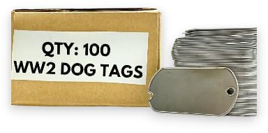 Bulk vintage WWII hundtaggar 100-pack autentisk US Spec före 1965 design hållbar 304 rostfritt stål för samlare och återskapande