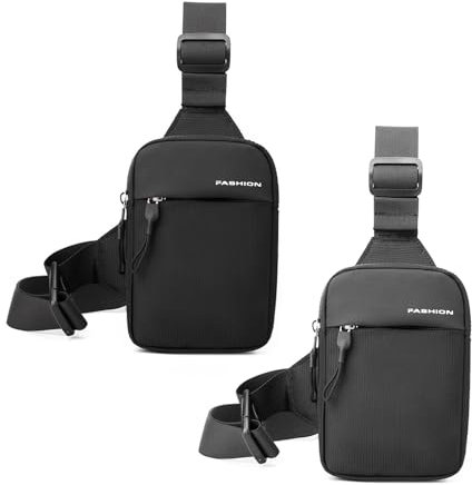 Suuwwn Sling Chest Crossbody Bag 2 Stück Umhängetasche Herren Wasserdichte Brusttasche Schultertasche für Männer und Frauen, die Outdoor-Sportarten wandern