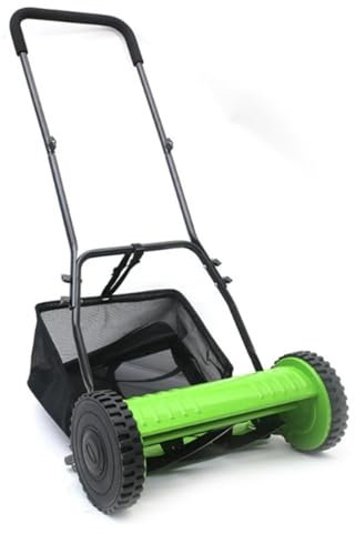 Barredora de césped de 12 pulgadas Cortacésped de carrete de empuje de 5 cuchillas Cortacésped manual portátil de 12 pulgadas Barredora de jardín Cortacésped manual de doble rueda for patios, zonas ve