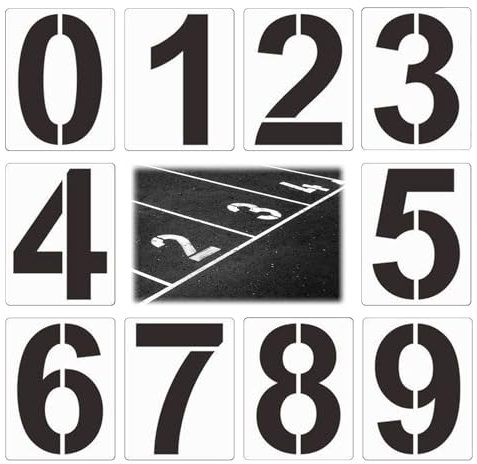 8inch Bordsteinadresse Schablone Zahlen, Groß Zahlen Schablonen, Wiederverwendbar Zahlenschablonen, Zahlen-Schablonen-Set, von 0 bis 9, für Hausnummern Garagenparkplätzen Graffiti Wand Bodenmarkierung