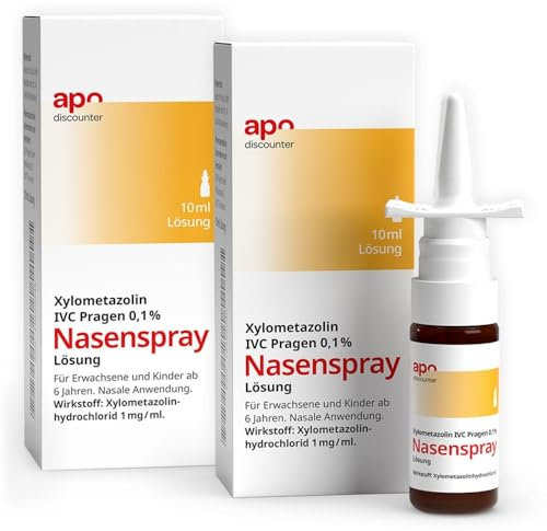 apodiscounter Xylometazolin 0,1% Nasenspray (2x 10ml) - Abschwellend & schnell lindernd bei Erkältung und Schnupfen - Für Erwachsene & Kinder ab 6 Jahren