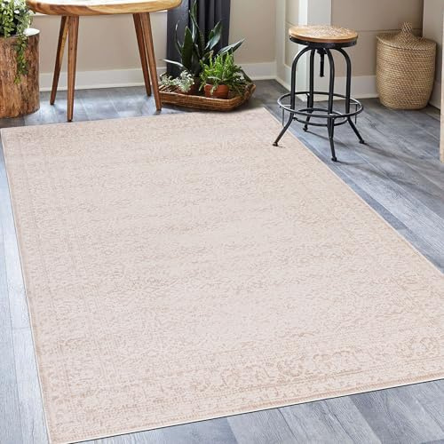 Mazovia Teppich Beige Modern Abstrakt - Teppich für Wohnzimmer, Schlafzimmer - Kurzflor Rechteckig - Weich Teppiche - Beige Creme - 80 x 150 cm