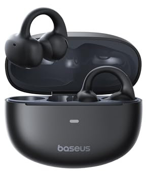 Baseus MC1 Auriculares Abiertos, Auriculares Bluetooth con Clip & 40H de Autonomía, Calidad de Sonido HiFi Bass Ai, Cómodos & Ligeros (5,2 g), Clip con Protección IP57 contra el Polvo & el Agua