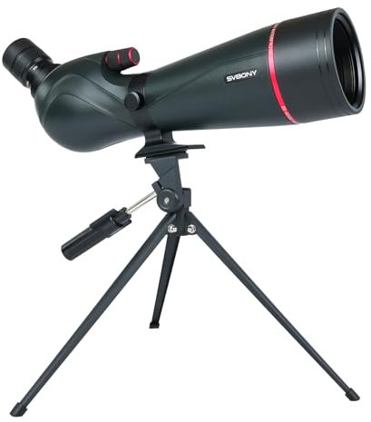 Svbony SV406 20–60x80 mm Spektiv Ferngläser, HD FMC BAK4 Porro Prism mit Dual Focus, 1.25'' Abnehmbares Okular, IPX7 Wasserdicht mit Stativ und Tragetasche für Vogelbeobachtung Wildtiere Scenery
