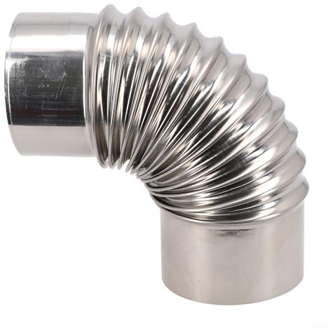 Tuyau de cheminée coudé en acier inoxydable - Plusieurs tailles - Système de ventilation pour poêle à bois, cheminée, barbecue - Résistant à la chaleur et à la corrosion - Argenté (80 mm)