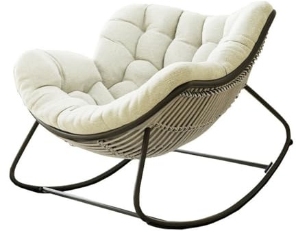 Morbuy Rocking Chairs Cushions for Adults - NO Frame, 120x100x10cm Giant Patio Rocking Chair Replacement Cushion, Indoor Outdoor Egg Chair Cushion is Soft and Skin-Friendly (Beige)