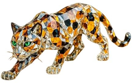 Esculturas de animales de cristal, escultura de calidad, figuras coleccionables de animales de cristal pintadas para decoración del hogar, oficina, bar, gato, águila, leopardo, búho, perro (leopardo)