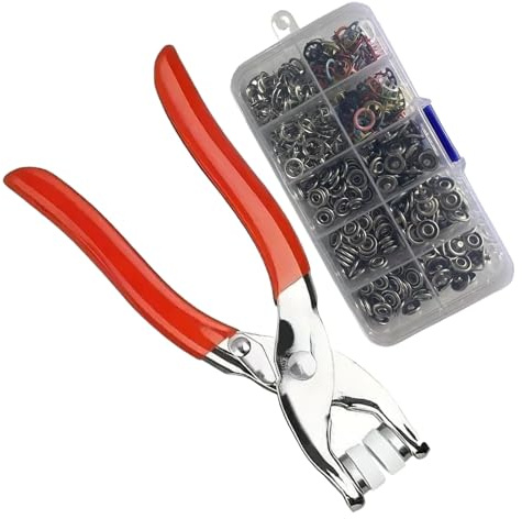 Strumento per l'installazione di bottoni, pinze manuali e kit di fissaggio con fibbia in metallo con coda lunga, funzione di pressione manuale per carichi pesanti, per cucire per sarti, stil