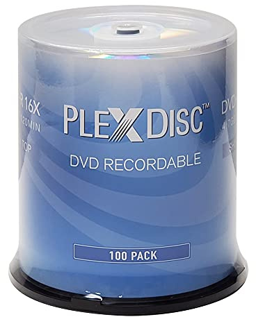 PlexDisc DVD+R 4.7GB 16x Recordable Media Silver Top Disc - 100 Disc Spindle (FFP) 63C-115-BX Black