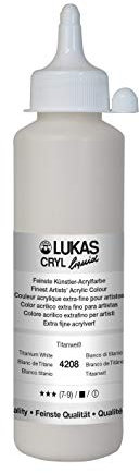 LUKAS CRYL liquid 250 ml - Flüssige Acrylfarbe in Profi-Qualität - Farbton Titanweiß