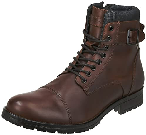 JACK & JONES - Jfwalbany Leather Brown Stone STS, Botas Estilo Motero Hombre, Marrón, 41 EU