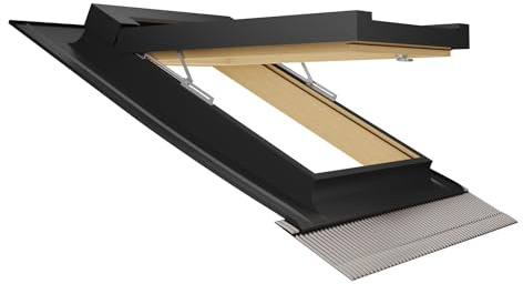 Emica - Finestra da tetto apertura Vasistas in Alluminio | Linea Habitat con Vetrata basso emissivo Certificata CE | Interno Legno Abete Lamellare Prima Scelta | Spazi Abitativi(55x78 Base x Altezza)