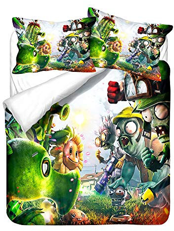 NICHIYO Bettwäsche-Set mit Bettbezug und Kissenbezug, Mikrofaser, 3D-Digitaldruck, dreiteilig, Einzelbett 135 x 200 cm