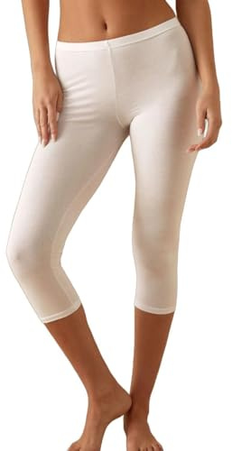JADEA - Leggings Donna Modello Capri Art. 4266 – in Fresco Cotone Stretch Traspirante, vestibilità Comoda ed Elasticizzata, Ideale per Outfit Estivi, Sportivi e Casual, Bianco, L