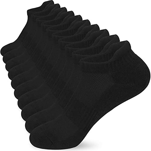 ouhos 5 Pairs Womens Anti Blister Running Trainer Socks, Thick Cushioned Cotton Ankle Socks for Sports, Walking, Work, Size 4-7