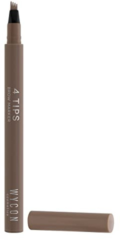 WYCON cosmetics 4 TIPS BROW MARKER - Pennarello Sopracciglia con applicatore a 4 punte in feltro, tratto sottile delicato naturale e resistente all’acqua (04 BROWN)