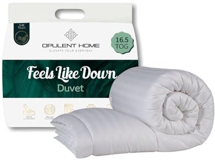 Opulent Home 16.5 Tog Striped Winter Duvet – Single (135x200cm) Ultra Warm Thick Quilt, Hypoallergenic Hollowfibre, Soft Microfibre Cover, Cosy, Breathable & Machine Washable – Ideal for Cold Weather
