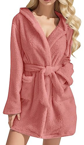 Dislsokrhov Damen Bademäntel Personalisiert Saunakilt Frottier-Bademantel Ausgefallene Morgenmantel Türkischer Frotteekleid Strand Reisebademantel Damen Hausmantel Mikrofaser Braut Kleid 02 Rosa, M