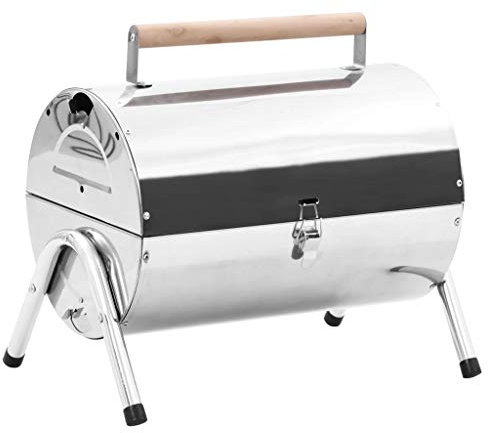 BaraSh Barbacoa de carbón de sobremesa Acero Inoxidable Doble Parrilla Parrilla Barbacoa Cajon Barbacoa