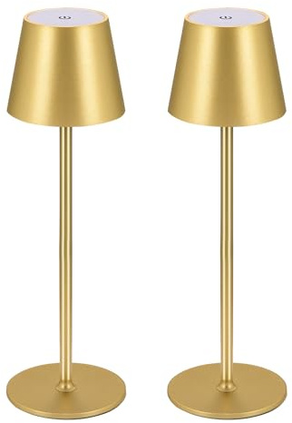 BGFHome Cordless Table Lamp LED Desk lamp,5000mAh Rechargeable Touch Night Light Wireless Minimalist Design for/Restaurant/Bedroom/Bars/Outdoor Party/Camping/Coffee Shop(2 Pack Gold)…