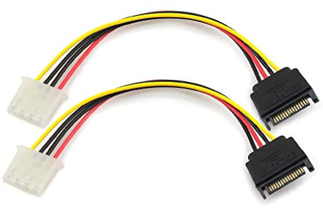 Abcsweet Adattatore di alimentazione a 4 pin IDE Molex femmina a 15 pin spina HDD cavo adattatore di alimentazione per fai da te Molex alimentatore HDD trasferimento dati esterno cavo adattatore SATA