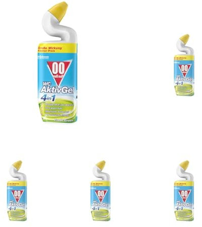 00 null null WC Aktiv Gel 4in1 Flüssiger WC Reiniger, Fresh Green, 5er Pack (1 x 750 ml)