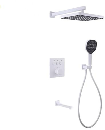 Concealed Shower Mixer Taps Wall Mounted Hot and Cold 3 Functions 360° Rotation Concealed Showers for Bathrooms White charitable
