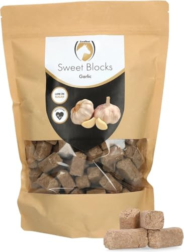 Excellent Horse Sweet Garlic Blocks – 1 kg – caramelle per cavalli – senza zucchero – cavalli – gusto aglio – blocchi – ricompense