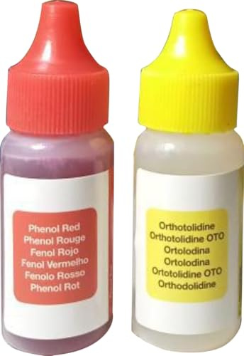 Test Kit analyseur de pH et de chlore (Otho/Phenol) 5 gouttes pour mesurer les valeurs de pH et de chlore de l'eau de votre piscine, spa ou jacuzzi