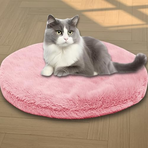 Coperta calmante per gatti, lavabile, di lusso, tappetino per cani, morbido e soffice panno di flanella di alta qualità, caldo, cuscino per gatti su entrambi i lati (rosa, S-43 cm rotondo)