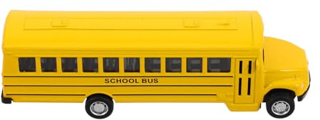 HOOTNEE Autobús Escolar de Juguete de Fundición a Presión Amarillo Propulsión por Inercia, Modelo Realista Tamaño Pequeño, Vehículo de Transporte Educativo y Juego Interactivo
