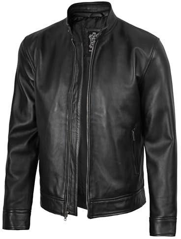 fjackets Cafe Racer Veste en cuir pour homme 100% cuir d'agneau véritable Style moto