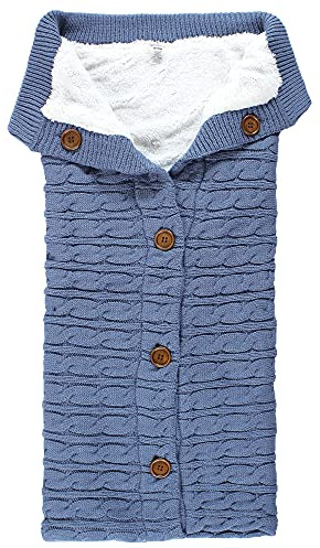 Hudson Baby Unisex Baby Sherpa Knitted Baby Lounge Stroller Wrap Sack, Coronet Blue, One Size