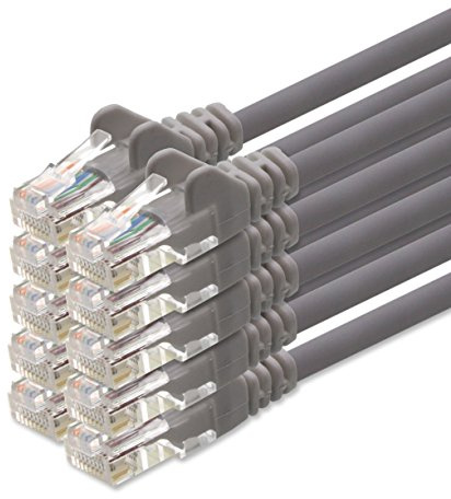 1aTTack CAT5 UTP nätverks-patchkabel med 2 x RJ45-kontakter, set grå 10 – 0,25 m