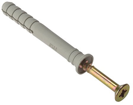 ForgeFix Hammer Fixings | M8 x 100mm | Nylon Plug, Zinc Yellow Passivated Screw | Bag 10