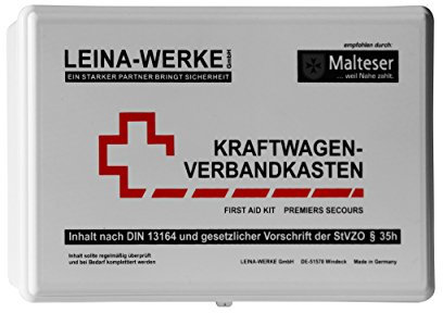 Leina-Werke 10008 KFZ-Verbandkasten Standard, Weiß/Schwarz/Rot