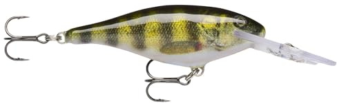 Rapala, klassischer Angelköder, Shad Rap, Größe: 7 cm/8 g, schwimmender Süßwasserköder, Schwimmtiefe: 1,5–3,3 m, Angelgerät mit Balsa-Konstruktion, lebender Barsch PEL