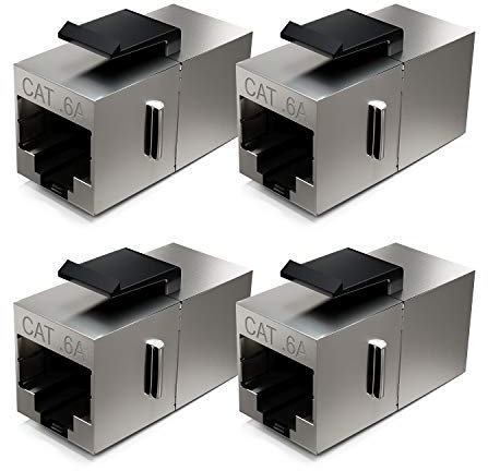 deleyCON 4x Modulo Keystone CAT6a Accoppiatore Patch 10 Gbit/s Schermato - Doppia Presa RJ45 per Patch Panel/Supporto Keystone - Estensione