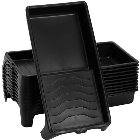 Bacs à Peinture Noirs, Lot de 12 Bacs en Plastique pour Peinture pour Rouleaux de 10 cm, Réutilisables avec Certaines Peintures
