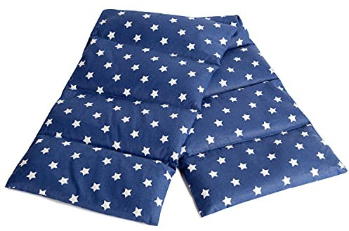 Rapssamenkissen 75x20cm groß 8-Kammer, Sterne-blau - Wärmekissen, Körnerkissen